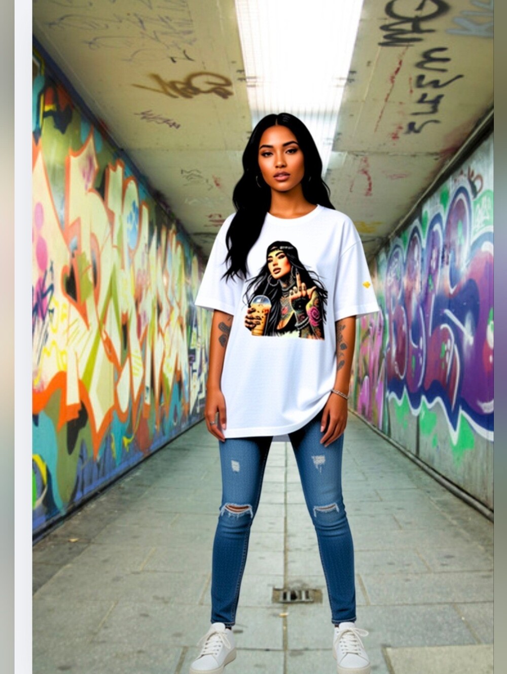 Luxury Hand-Crystalled Baddie Queen Tee - AD Golden Girl